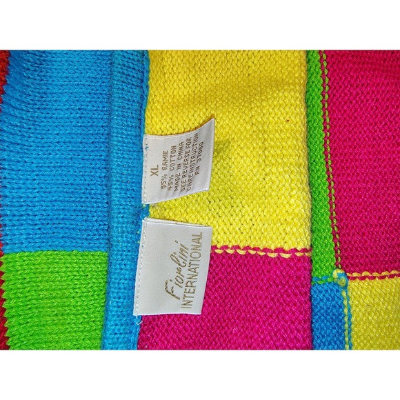Fiorelli International Womens Knit Halter Top Rainbow Patchwork Size XL Y2K 90s - Picture 1 of 3